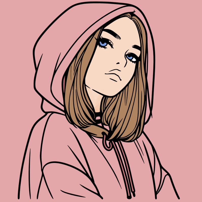a realistic girl in a hoodie
