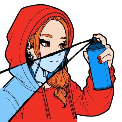a realistic girl, spray painting