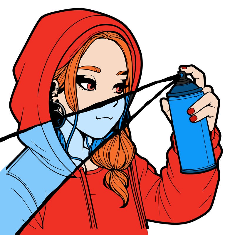 a realistic girl, spray painting
