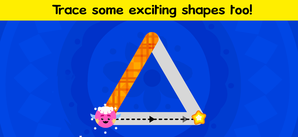 Una actividad de trazar un triángulo en la aplicación Juegos de Trazar ABC para niños pequeños