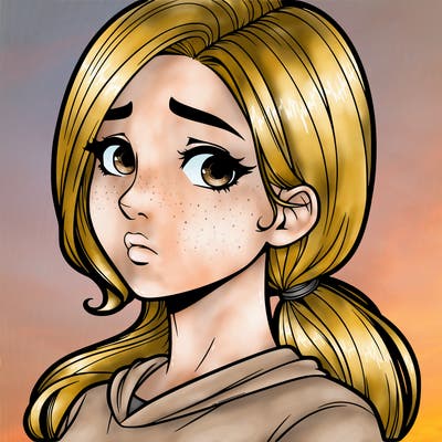 realistic girl with betrayed expression