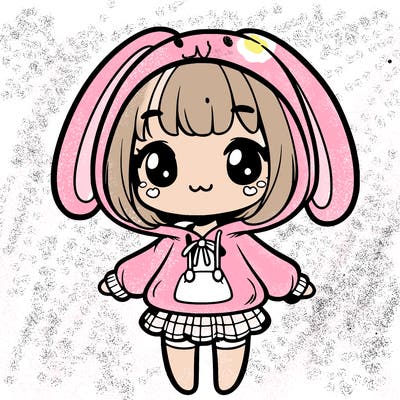 cute girl in bunny hoodie