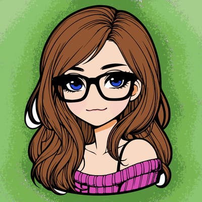 realistic girl with glasses
