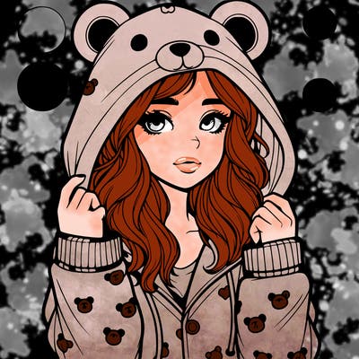 realistic girl in a animal pjs hoodie