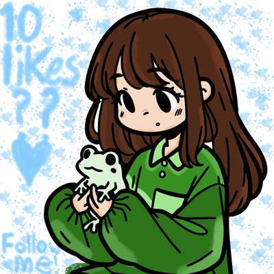 girl with long hair and a oversized shirt. and she is holding a frog