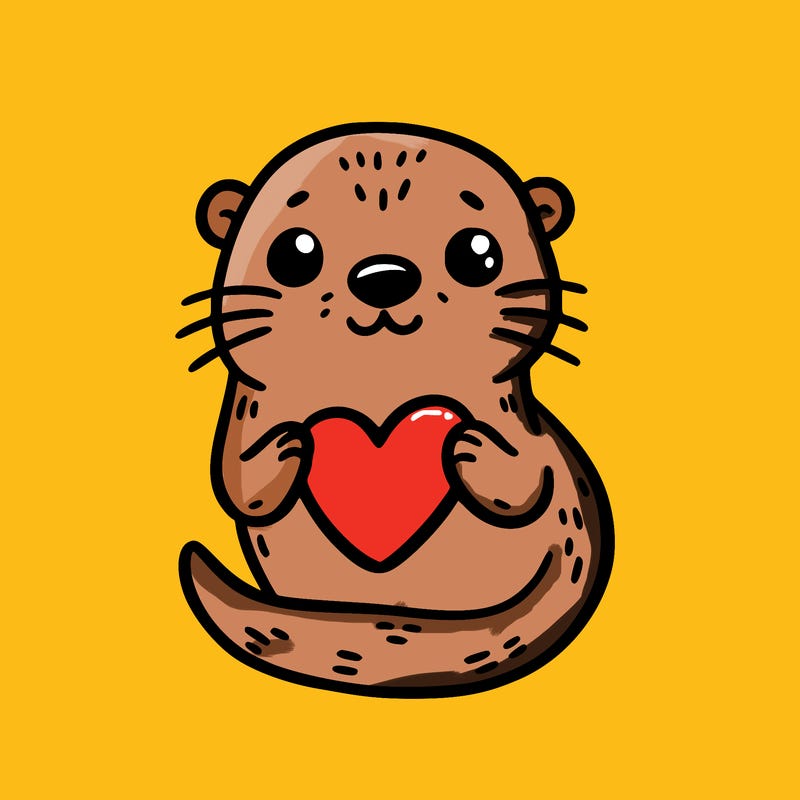 otter with a heart