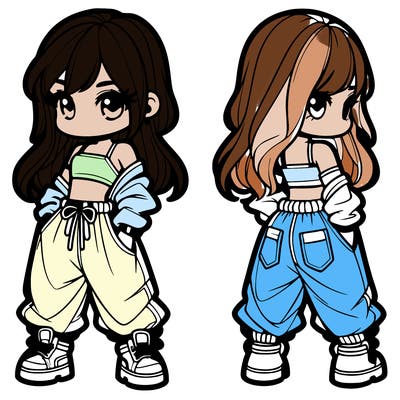 girl in crop top and baggy pants