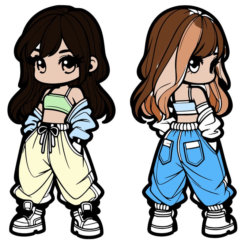 girl in crop top and baggy pants