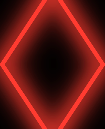 Uma forma de diamante vermelho brilhante em um fundo escuro representando a interface do Omnitrix Simulator