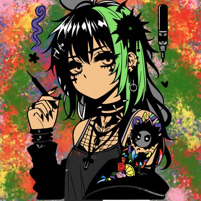 pretty and edgy gothic anime girl