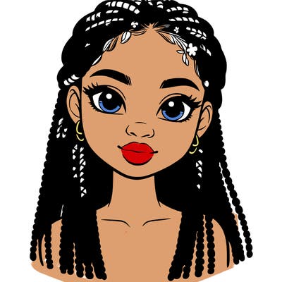 a realistic black girl with braids