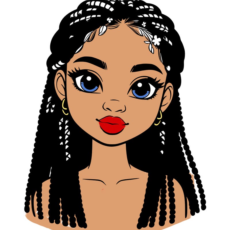 a realistic black girl with braids