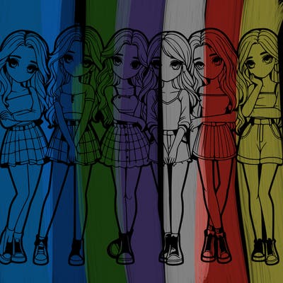 a group of girls realistic