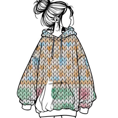 realistic girl with a oversized sweatshirt on and a bun