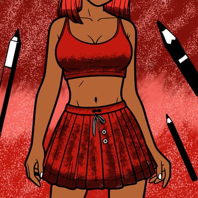 a woman wearing croptop and skirt