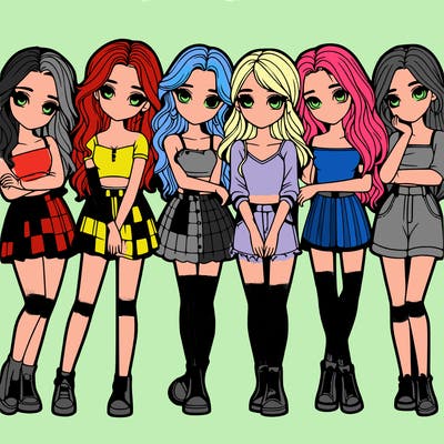 a group of girls realistic