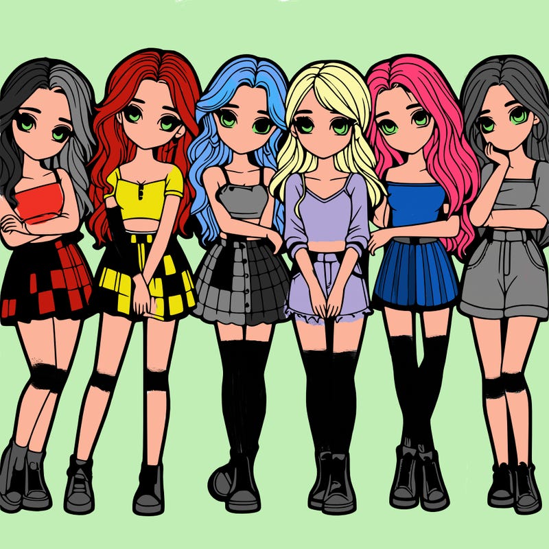 a group of girls realistic