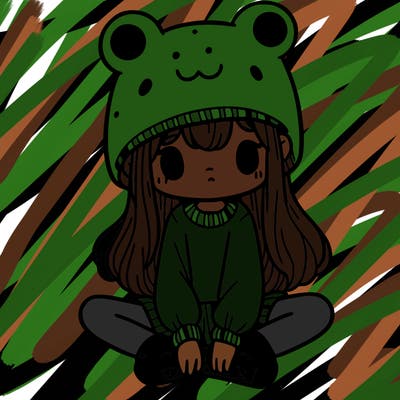 a girl wearing a frog hat and some frog socks