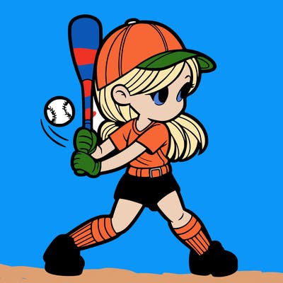 girl playing softball