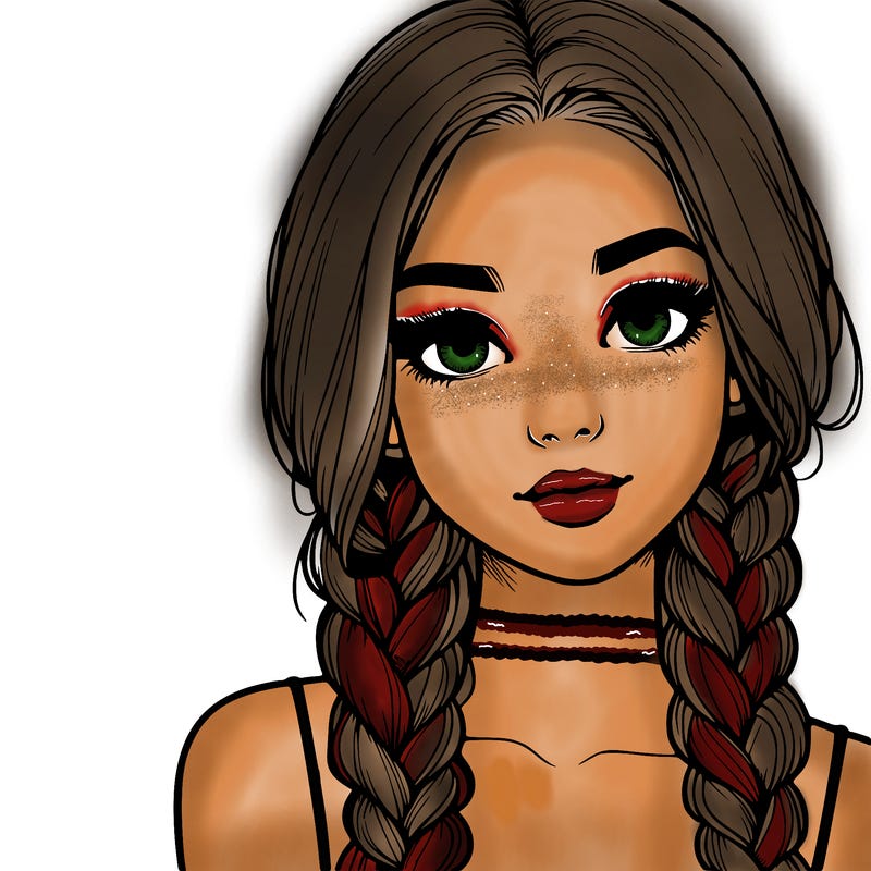 realistic girl with braids