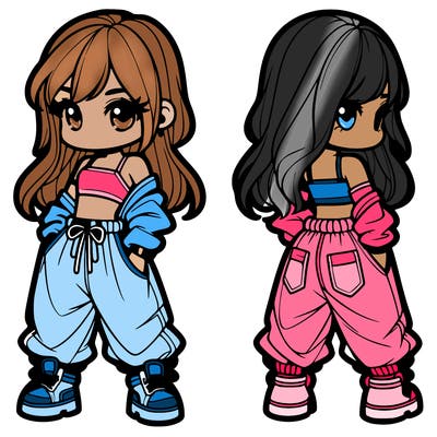 girl in crop top and baggy pants