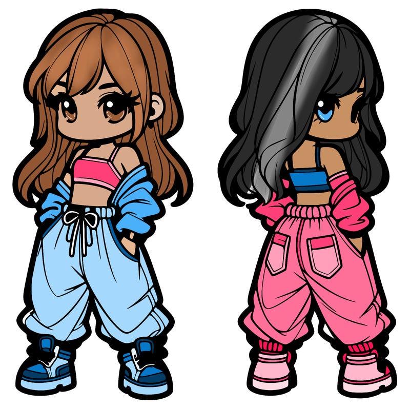 girl in crop top and baggy pants