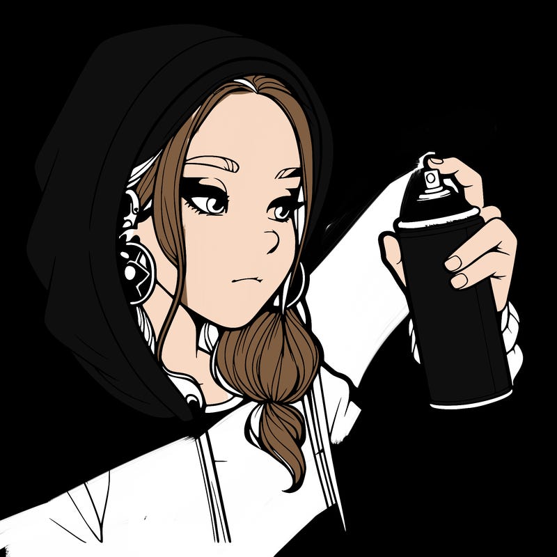 a realistic girl, spray painting