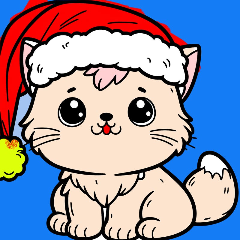 a cat with a christmas hat