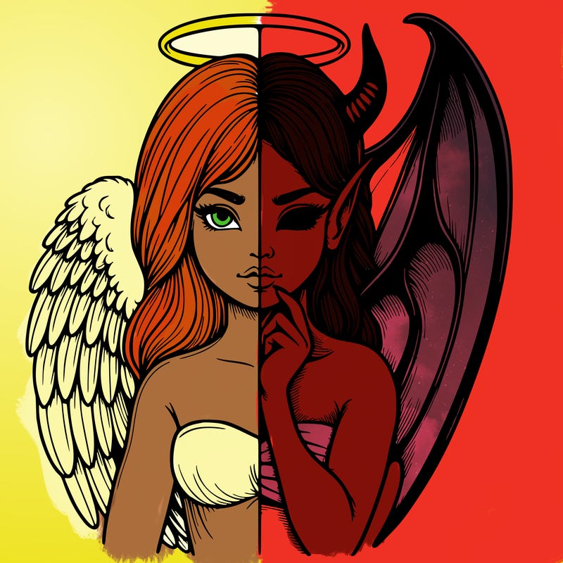 realistic angel half demon