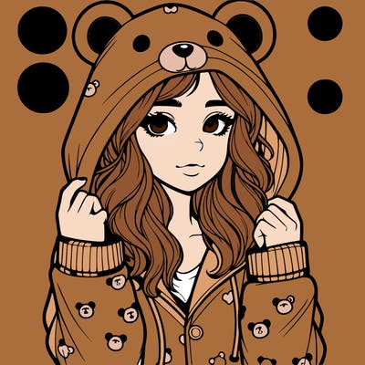 realistic girl in a animal pjs hoodie