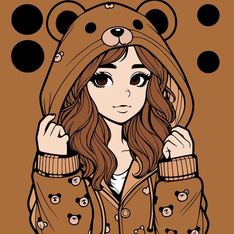 realistic girl in a animal pjs hoodie