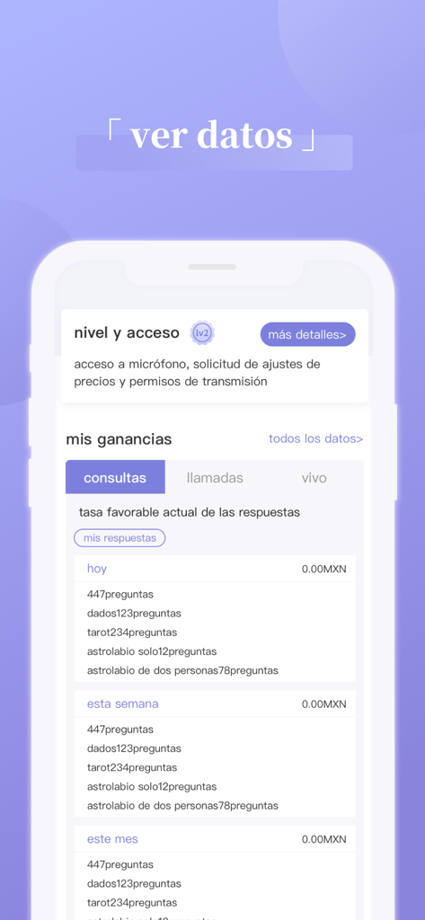 Salvia-Consultor - Dashboard of the Salvia-Consultor app showing consultant earnings and service statistics in Spanish.