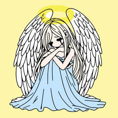 ethereal girl in grief, lonely and heartbroken