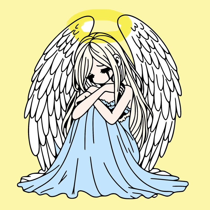 ethereal girl in grief, lonely and heartbroken