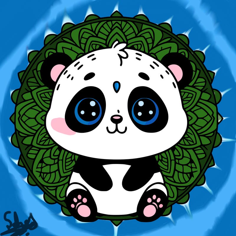 cute baby panda animal mandala