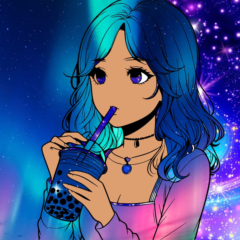 realistic girl drinking boba tea