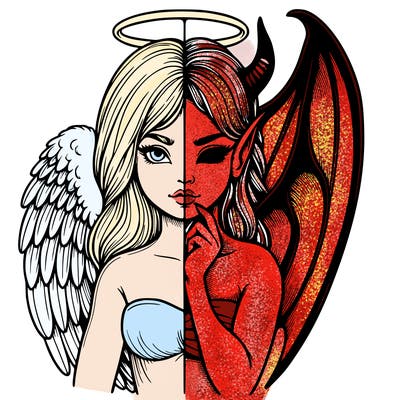 realistic angel half demon