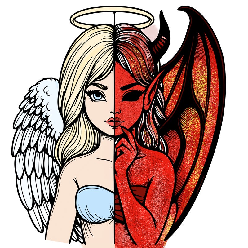 realistic angel half demon