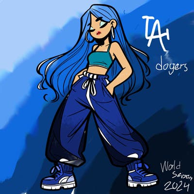 girl in baggy pants crop top and long hair