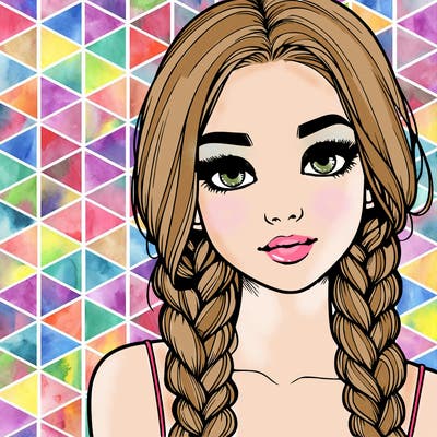 realistic girl with braids