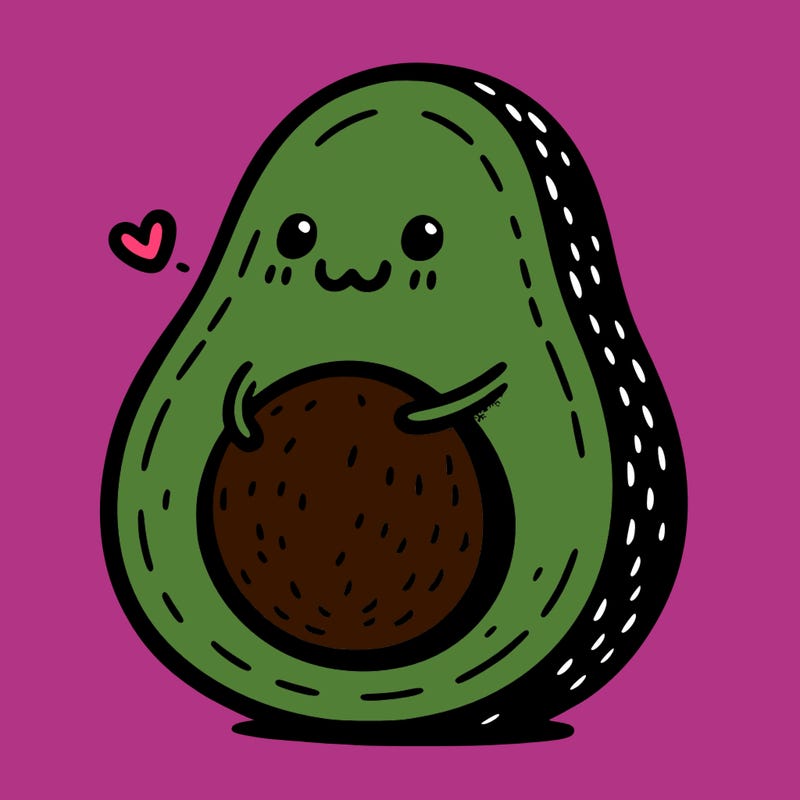 an avocado hugging an avocado