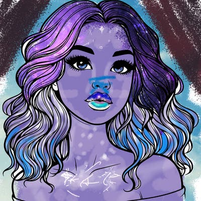 realistic girl with wavy hair and lips