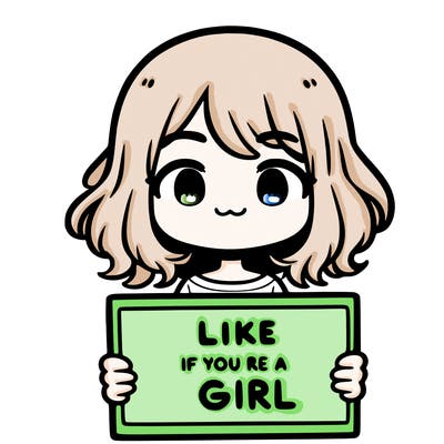 a cute girl holding a sign that says like if you’re a girl