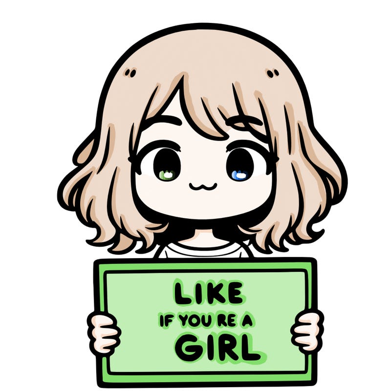 a cute girl holding a sign that says like if you’re a girl