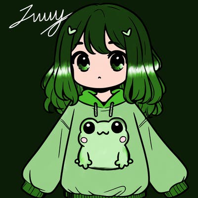 girl wearing frogging sweatshirt