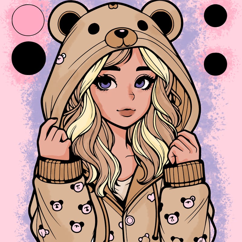 realistic girl in a animal pjs hoodie