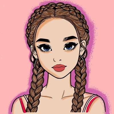 realistic girl with braids