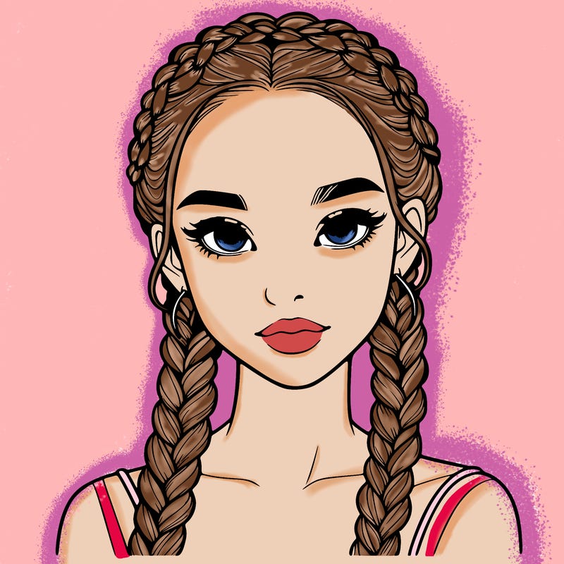 realistic girl with braids