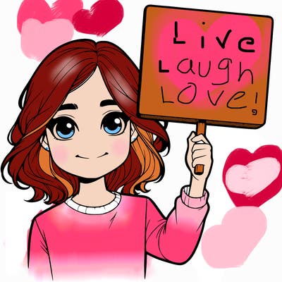 realistic girl holding up a sign