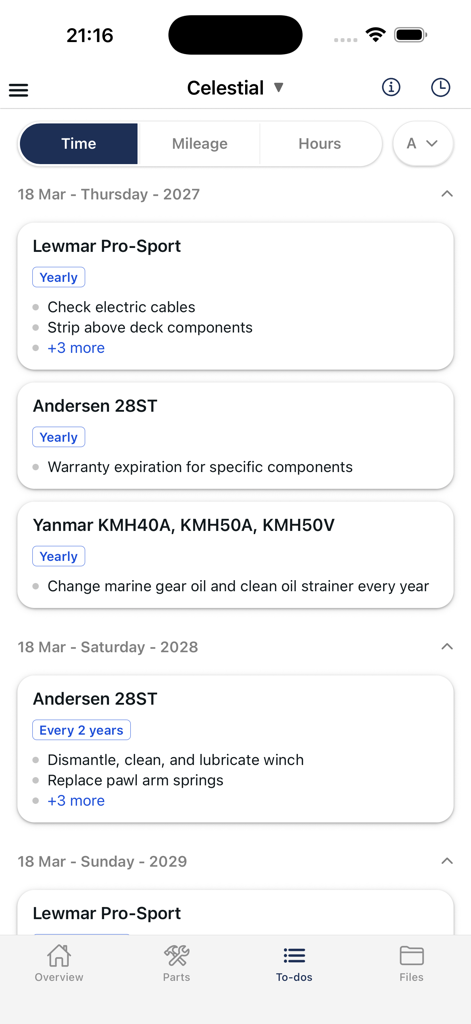 Boat Maintenance Planner - Scheduled boat maintenance tasks and to do list in the app